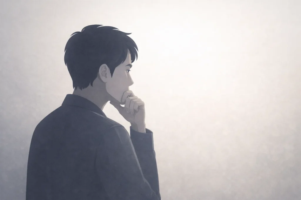 DXLIVEでの会話が自分に合うかを考える人物のイメージ