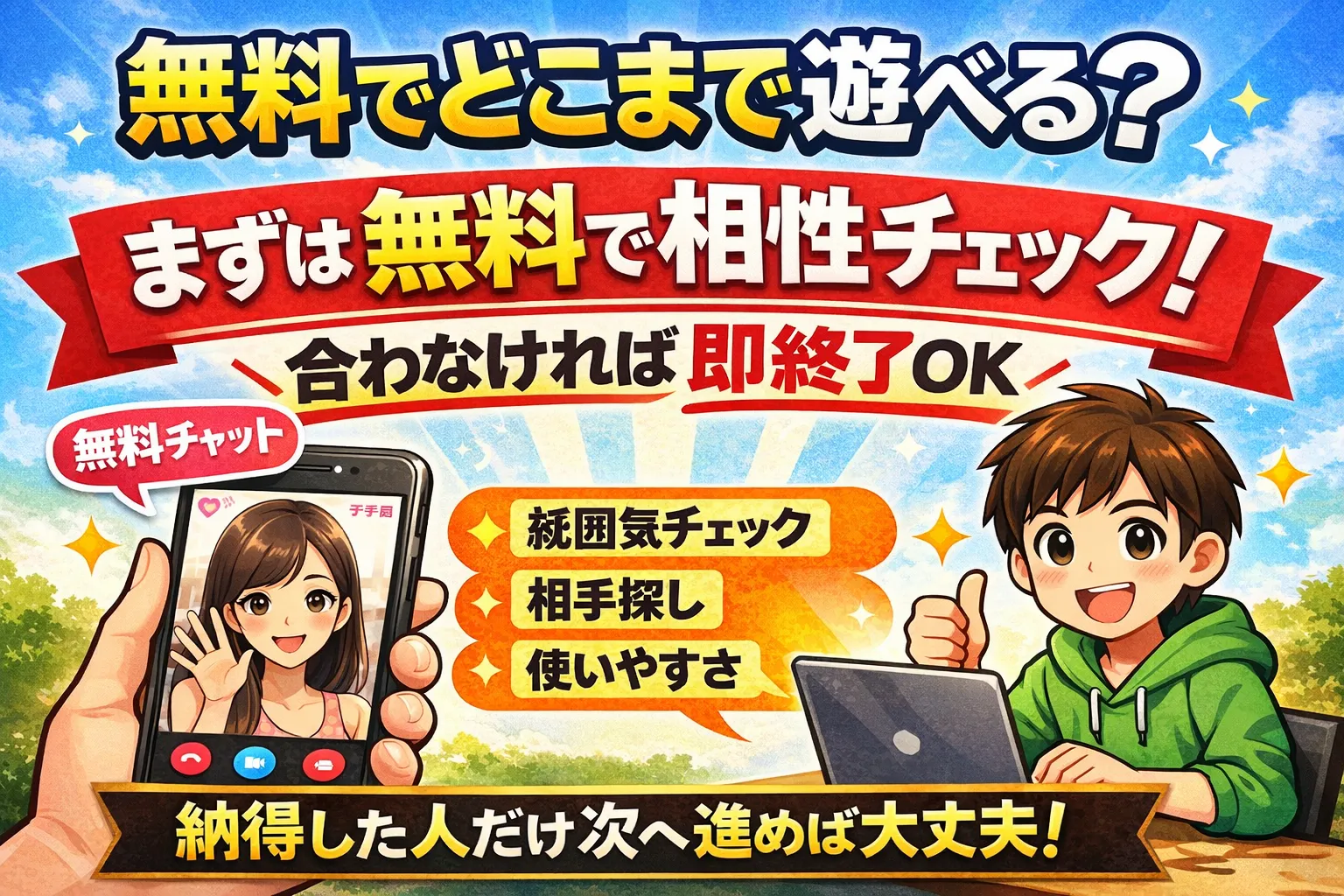 DXLIVEの無料会員登録で無料チャットを使い、雰囲気・相手探し・使いやすさを相性チェックできるサムネイル
